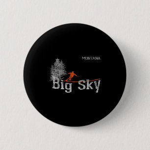 Macaron Rond 5 Cm Style 1980 Big Sky Montana Ski T Vintage