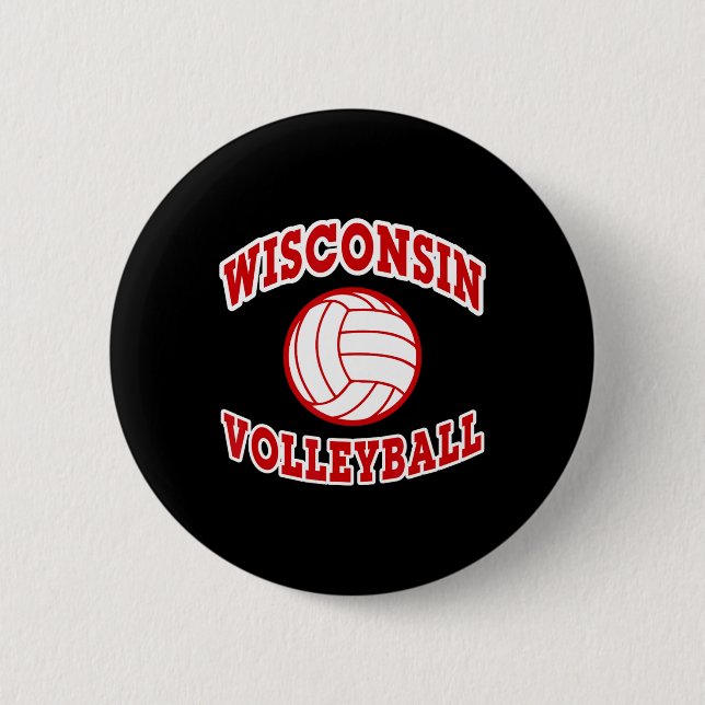 Macaron Rond 5 Cm Style classique de volley-ball Wisconsin (Devant)