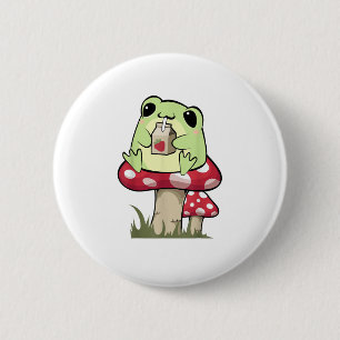 Macaron Rond 5 Cm Style Créatif Mycologie Grenouille Goblincore