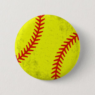 Macaron Rond 5 Cm Style de jour de match de softball rapide Retro At