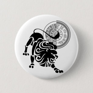 Macaron Rond 5 Cm Style grec Leo Lion Zodiac Graphique