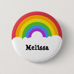 Macaron Rond 5 Cm Style rétro personnalisé Arc-en-ciel et nuages a