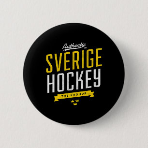 Macaron Rond 5 Cm Style Sportif Rétro Vintage Hockey Suède 