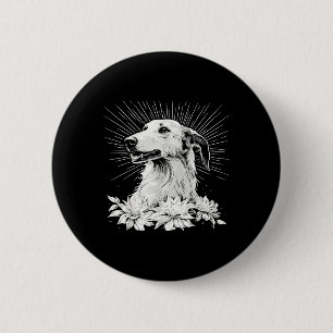 Macaron Rond 5 Cm Style tatouage Lover Borzoi Retro Chien