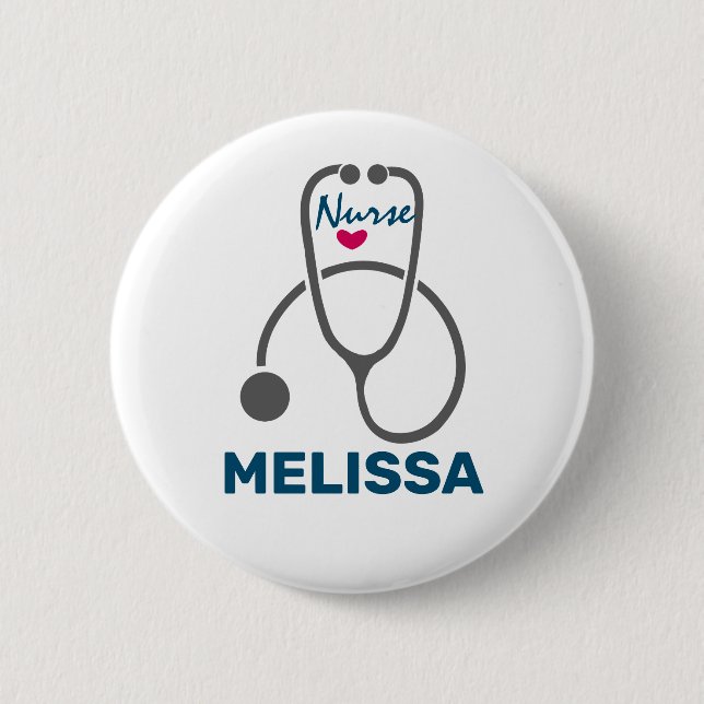 Macaron Rond 5 Cm Stylish Grey Nursing Stethoscope Illustration (Devant)