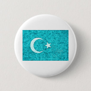 Macaron Rond 5 Cm Stylo Drapeau Est Turkestan avec effet encre