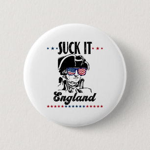 Macaron Rond 5 Cm Suck It England Drôle 4 juillet - George Washing