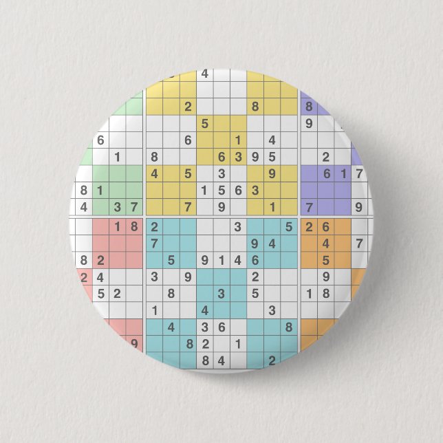Macaron Rond 5 Cm sudoku pastel (Devant)