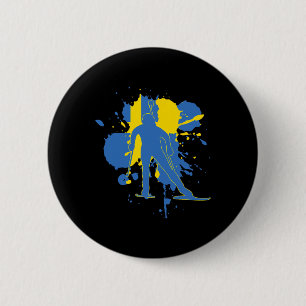 Macaron Rond 5 Cm Suède Drapeau Biathloniste - Biathlon suédois 1