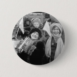 Macaron Rond 5 Cm Suffragettes Sanderman rose et Elizabeth Freeman
