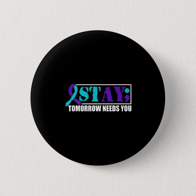Macaron Rond 5 Cm Suicide Awareness Mental Health Tomorrow Semicolon (Devant)