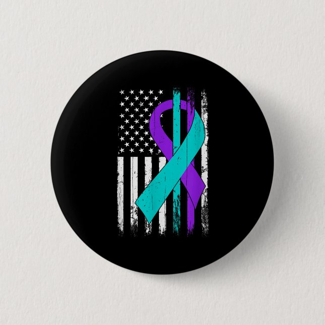 Macaron Rond 5 Cm Suicide Prevention Awareness American Flag  (Devant)