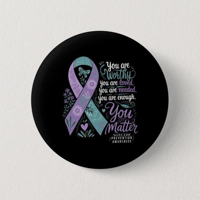 Macaron Rond 5 Cm Suicide Prevention Awareness Sitive Suprt You  (Devant)