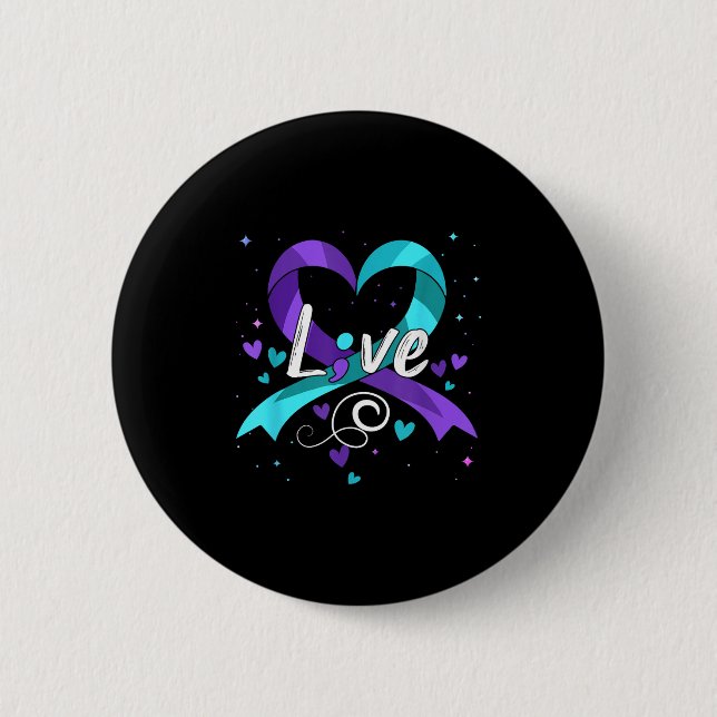 Macaron Rond 5 Cm Suicide Prevention - Semicolon Suicide Awareness R (Devant)