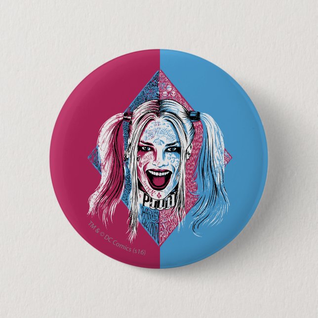 Macaron Rond 5 Cm Suicide Squad | Harley Laugh (Devant)