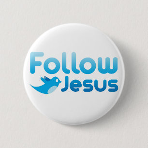 Macaron Rond 5 Cm Suivez l'Humour Twitter de Jésus Christ