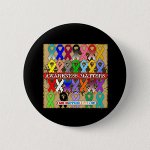 Macaron Rond 5 Cm Sujets de conscience de Cancer - rubans de