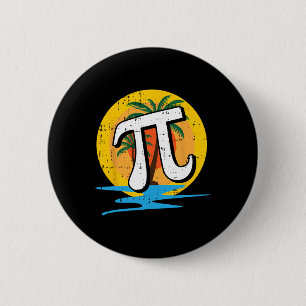Macaron Rond 5 Cm Summer Pi Day Retro Beach Math