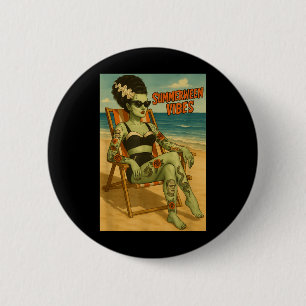 Macaron Rond 5 Cm Summerween Vibes Retro Beach Style gothique Tee
