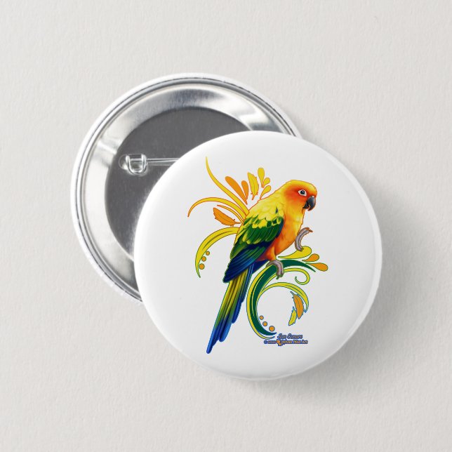 Macaron Rond 5 Cm Sun Conure (Devant & derrière)
