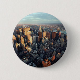Macaron Rond 5 Cm Sun place sur la vue de paysage urbain de New York