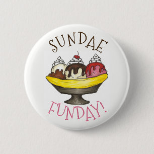 Macaron Rond 5 Cm SUNDAE FUNDAE Banana Split Ice Cream Social