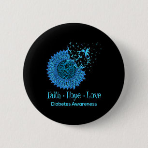 Macaron Rond 5 Cm Sunflower Faith Hope Love Diabète Sensibilisation