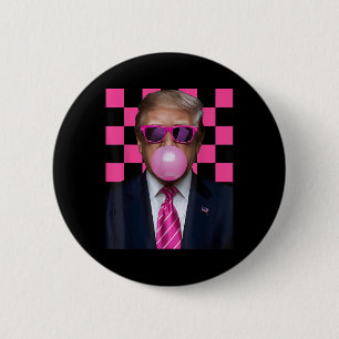 Macaron Rond 5 Cm Sungles roses Trump Bubble Gum Shirt 2024 Vote Pre