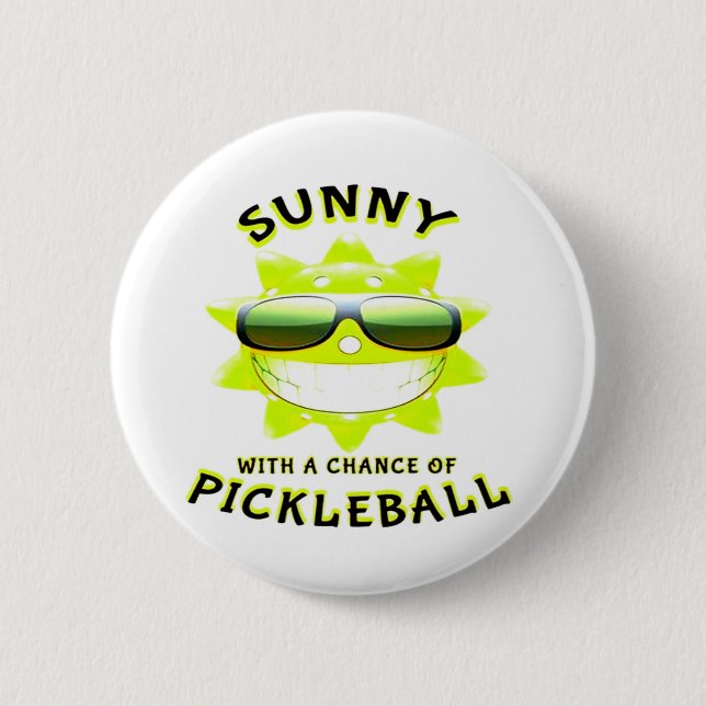 Macaron Rond 5 Cm Sunny avec une chance de PickleBall (Devant)