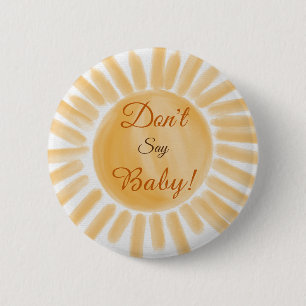 Macaron Rond 5 Cm Sunshine Jaune moderne Ne pas dire Baby shower jeu