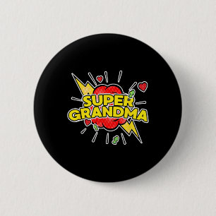 Macaron Rond 5 Cm Super grand-mère Superhero - Fête des mères de gra
