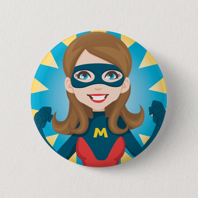 Macaron Rond 5 Cm Super Hero Maman (Devant)