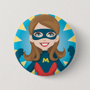 Macaron Rond 5 Cm Super Hero Maman