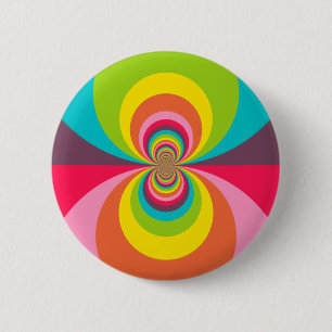 Macaron Rond 5 Cm Super Hippie rétro Vintage Rainbow Kaleidoscope
