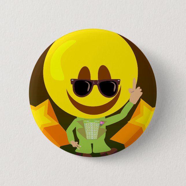 Macaron Rond 5 Cm Super les années 70 Disco Dud Fun Guy (Devant)