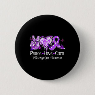 Macaron Rond 5 Cm Super Peace Love Cure Purple Ribbon Fibromyalgie