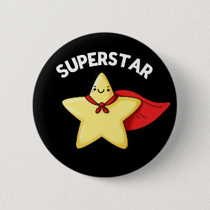 Macaron Rond 5 Cm Super Star Funny Astronomy Pun Dark BG