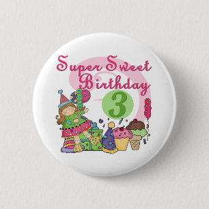 Macaron Rond 5 Cm Super Sweet 3ème Anniversaire Tshirts et cadeaux
