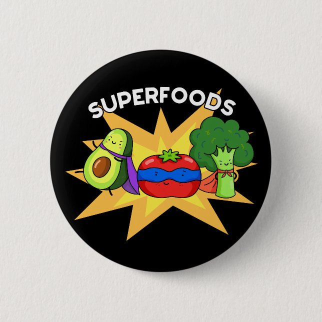 Macaron Rond 5 Cm Superfood Funny Vegetable Pun Dark BG (Devant)
