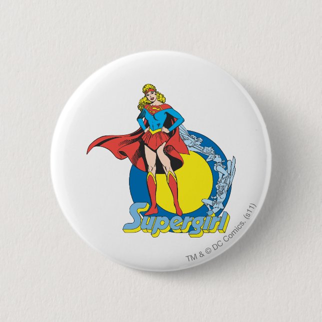Macaron Rond 5 Cm Supergirl avec logo (Devant)