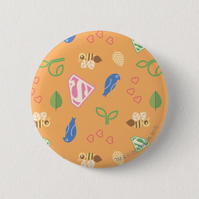Macaron Rond 5 Cm Supergirl Birds & Bees Orange (Devant)