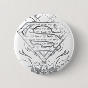 Macaron Rond 5 Cm Supergirl Fancy Silver Logo