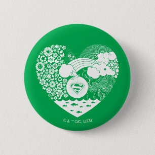 Macaron Rond 5 Cm Supergirl Floral Peace Heart Graphisme