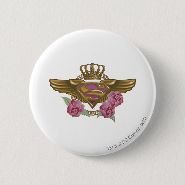 Macaron Rond 5 Cm Supergirl Golden Wings (Devant)