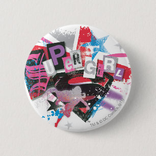 Macaron Rond 5 Cm Supergirl Grunge Design