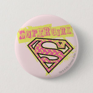 Macaron Rond 5 Cm Supergirl Grunge Logo Pink