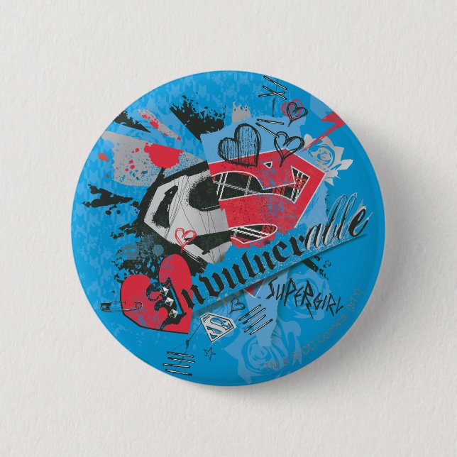 Macaron Rond 5 Cm Supergirl invulnérable (Devant)