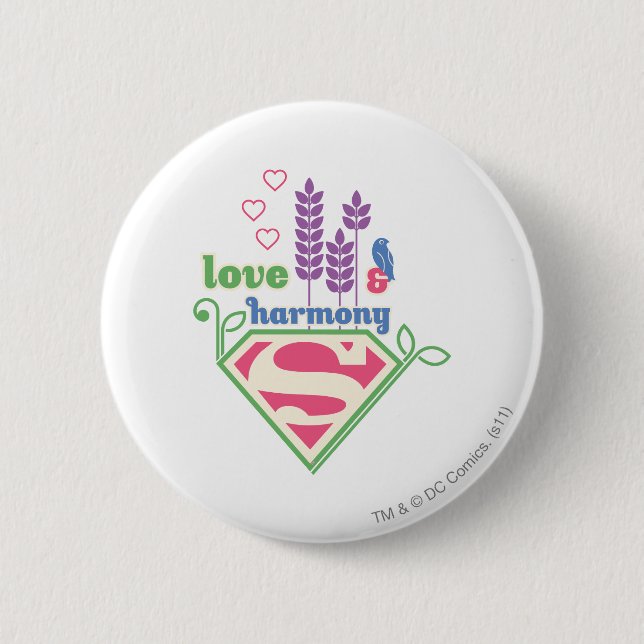 Macaron Rond 5 Cm Supergirl Love & Harmony (Devant)
