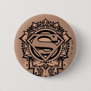 Macaron Rond 5 Cm Supergirl Mandala Graphic