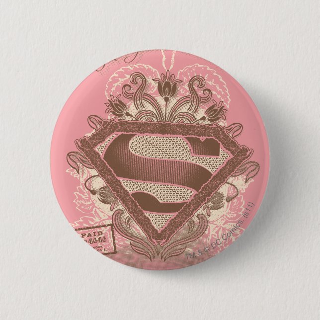 Macaron Rond 5 Cm Supergirl Metropolis Ballet rose (Devant)
